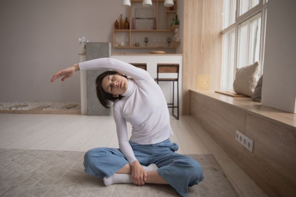 Seated side stretch yoga