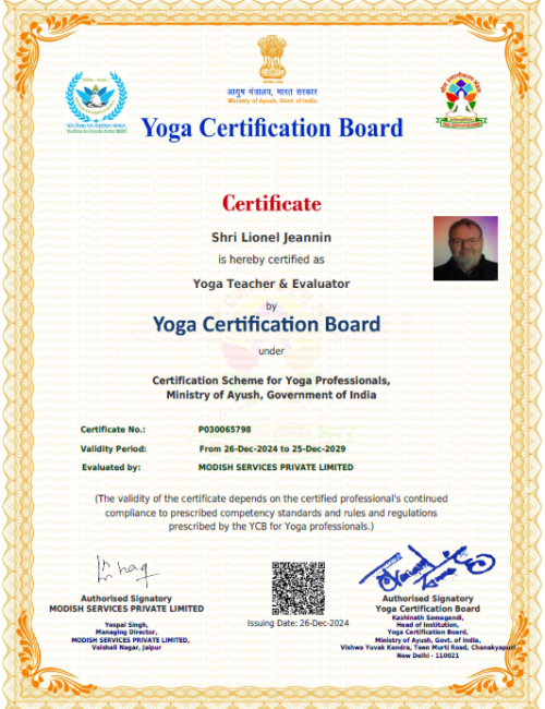 Certificate of ycb yoga teacher & evaluator