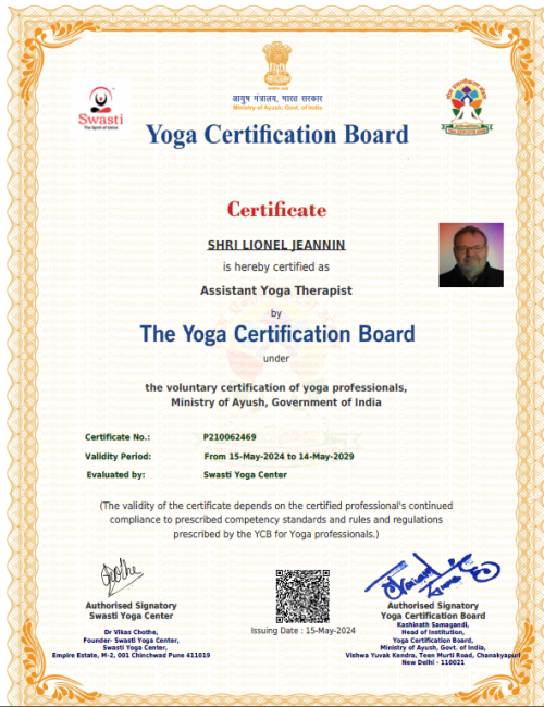 Certificate of ycb yoga therapy 1